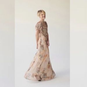 Free People Irina Embellished Raw
Edges Floral Print Vintage Maxi Dress S